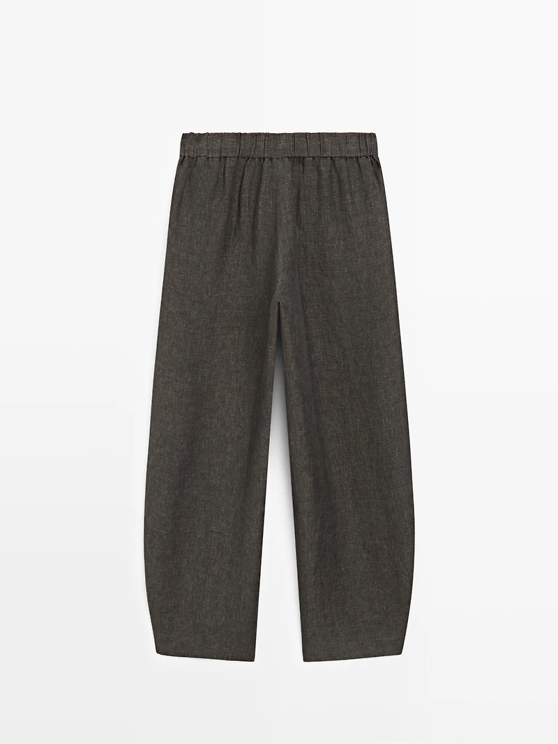 Linen barrel fit trousers