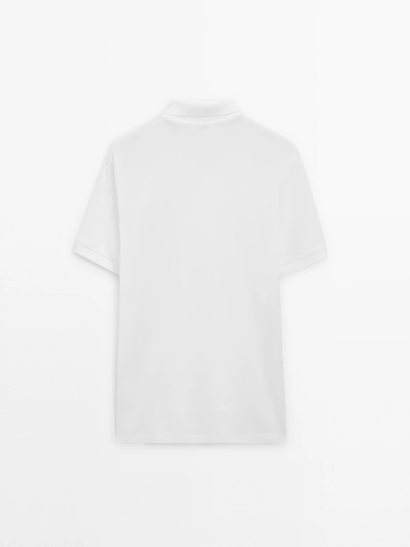 Micro textured piqué cotton polo shirt