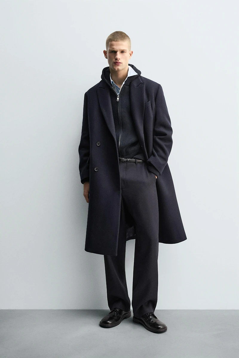 TEXTURED WOOL BLEND COAT