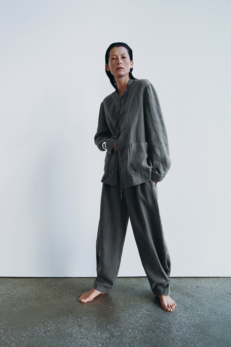 PANTALON LIN À PINCES ZW COLLECTION