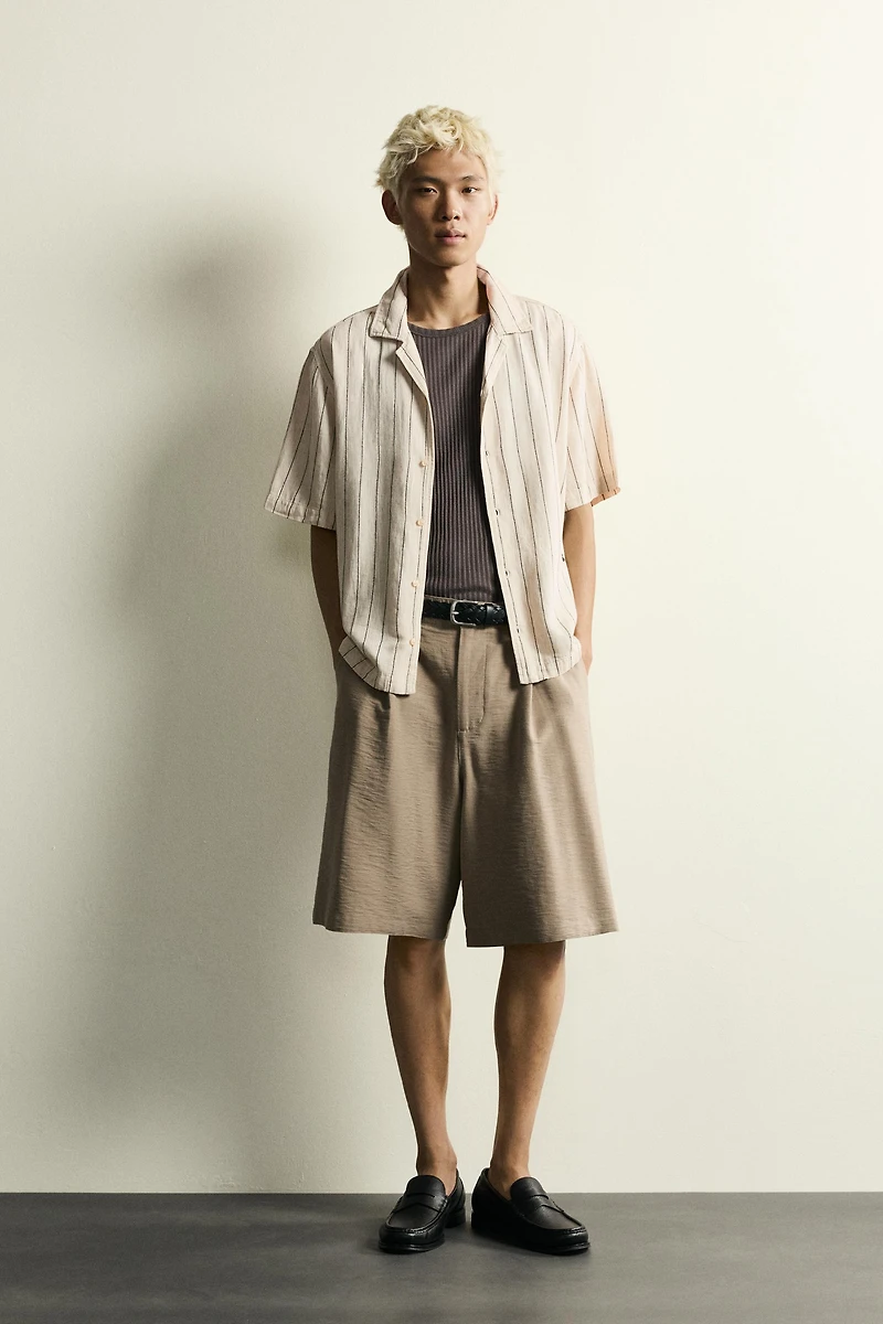 CHEMISE RELAXED FIT À RAYURES ET BRODERIES