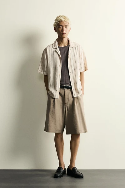 CHEMISE RELAXED FIT À RAYURES ET BRODERIES