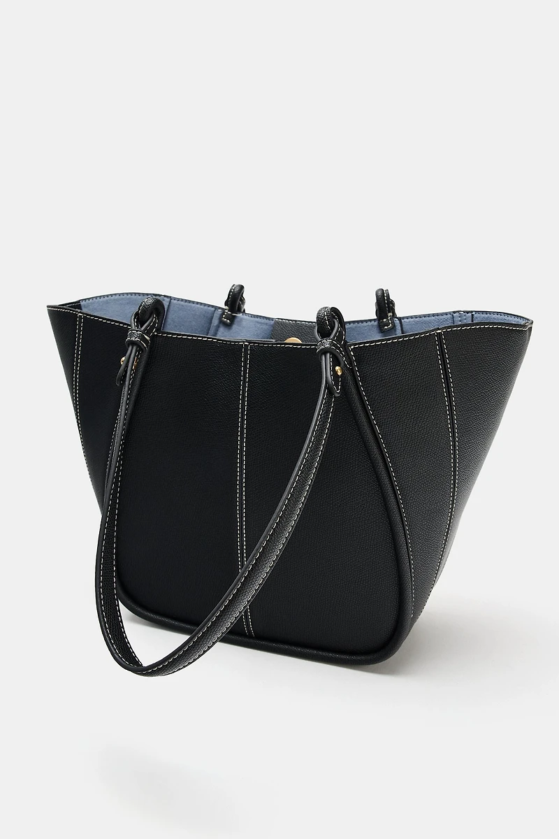 MINI SHOPPER WITH TOPSTITCHING