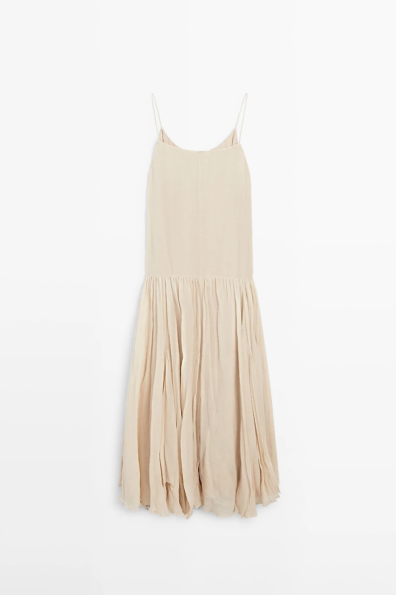 Flowing midi dress with pleated detail