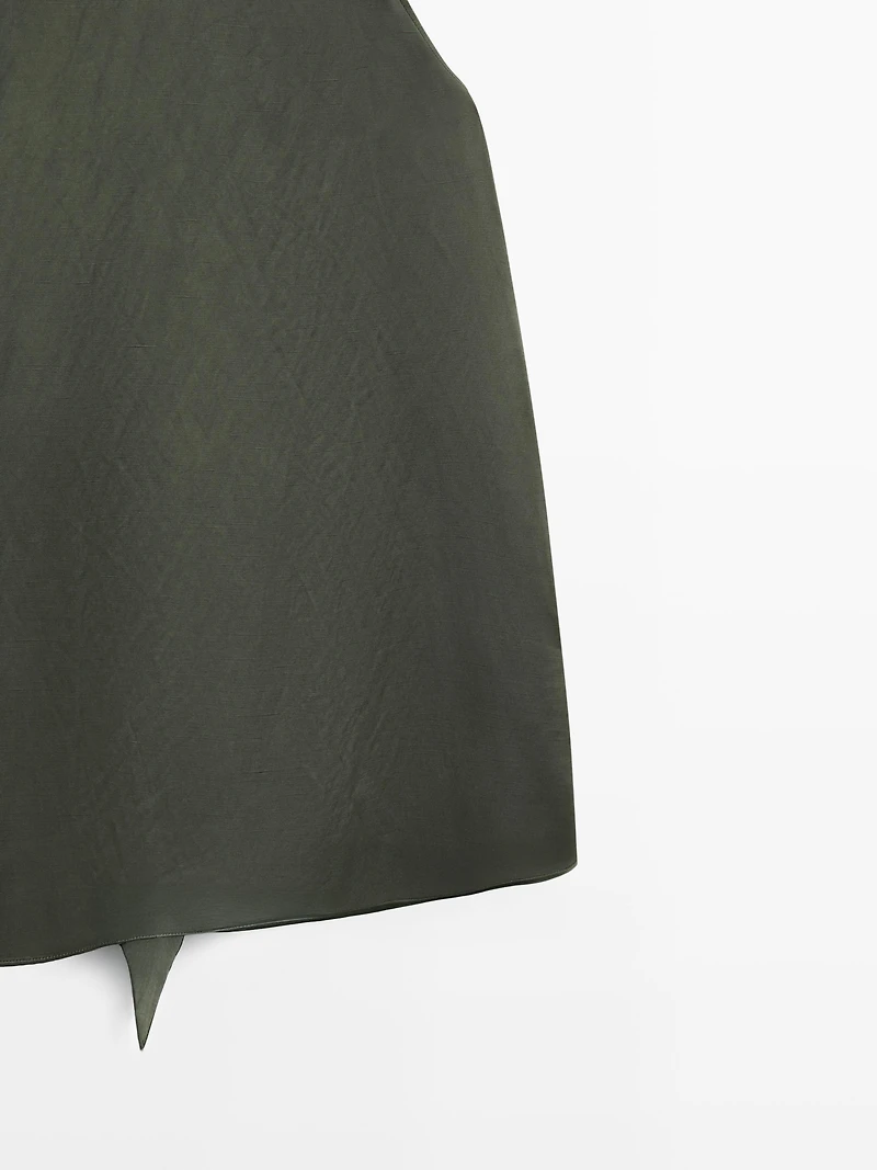 Satin halter top with tie detail