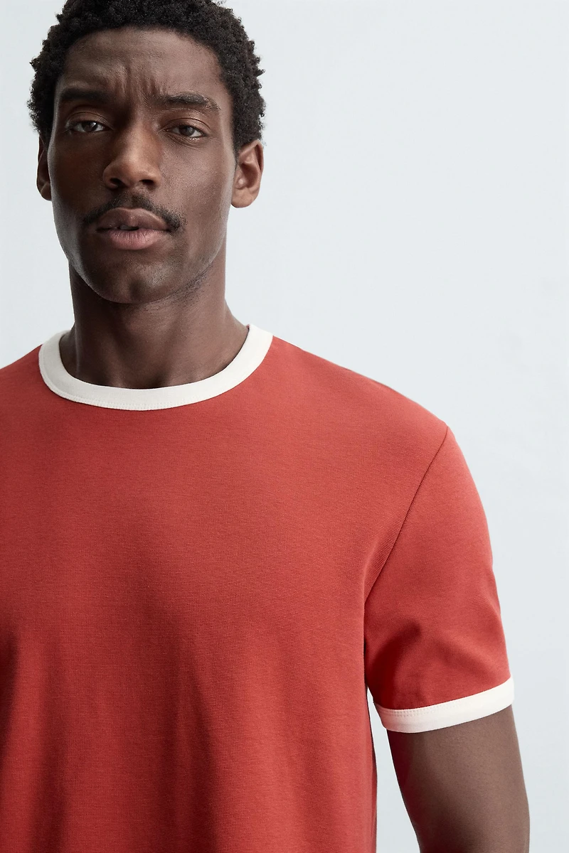 BASIC CONTRAST RIBBED T-SHIRT