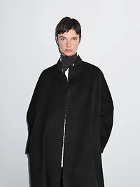 Long coat with stand collar