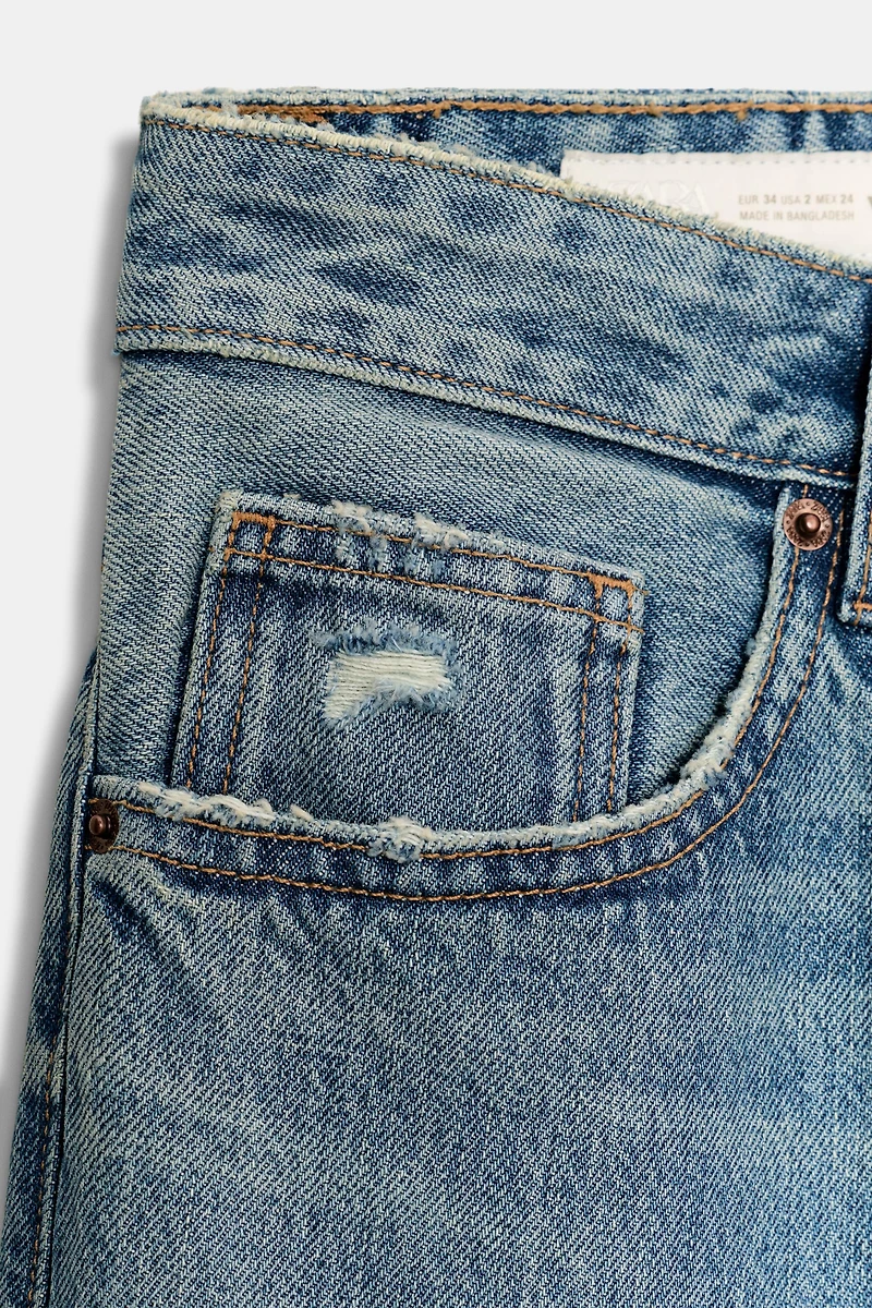 TRF BOYFRIEND RIPPED MID-RISE JEANS