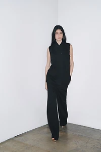 LINEN BLEND BUCKLE PANTS ZW COLLECTION