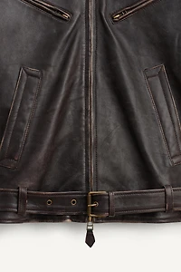 BLOUSON EN CUIR AVEC CEINTURE ÉDITION LIMITÉE