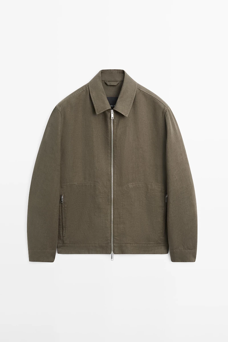 Cropped 100% linen jacket
