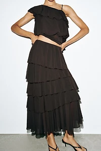 RUFFLED MIDI SKIRT