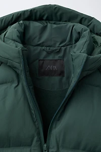 WATER REPELLENT HOODIE PUFFER COAT