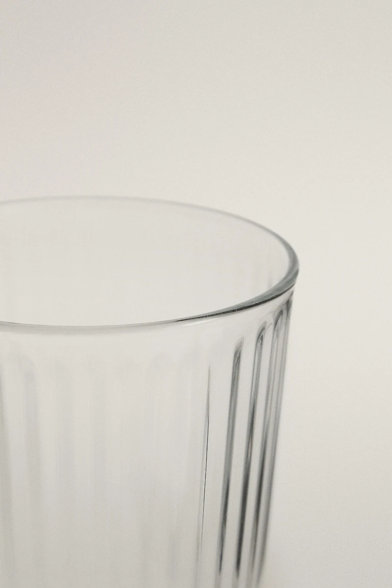 LINE-DESIGN GLASS SOFT DRINK TUMBLER
