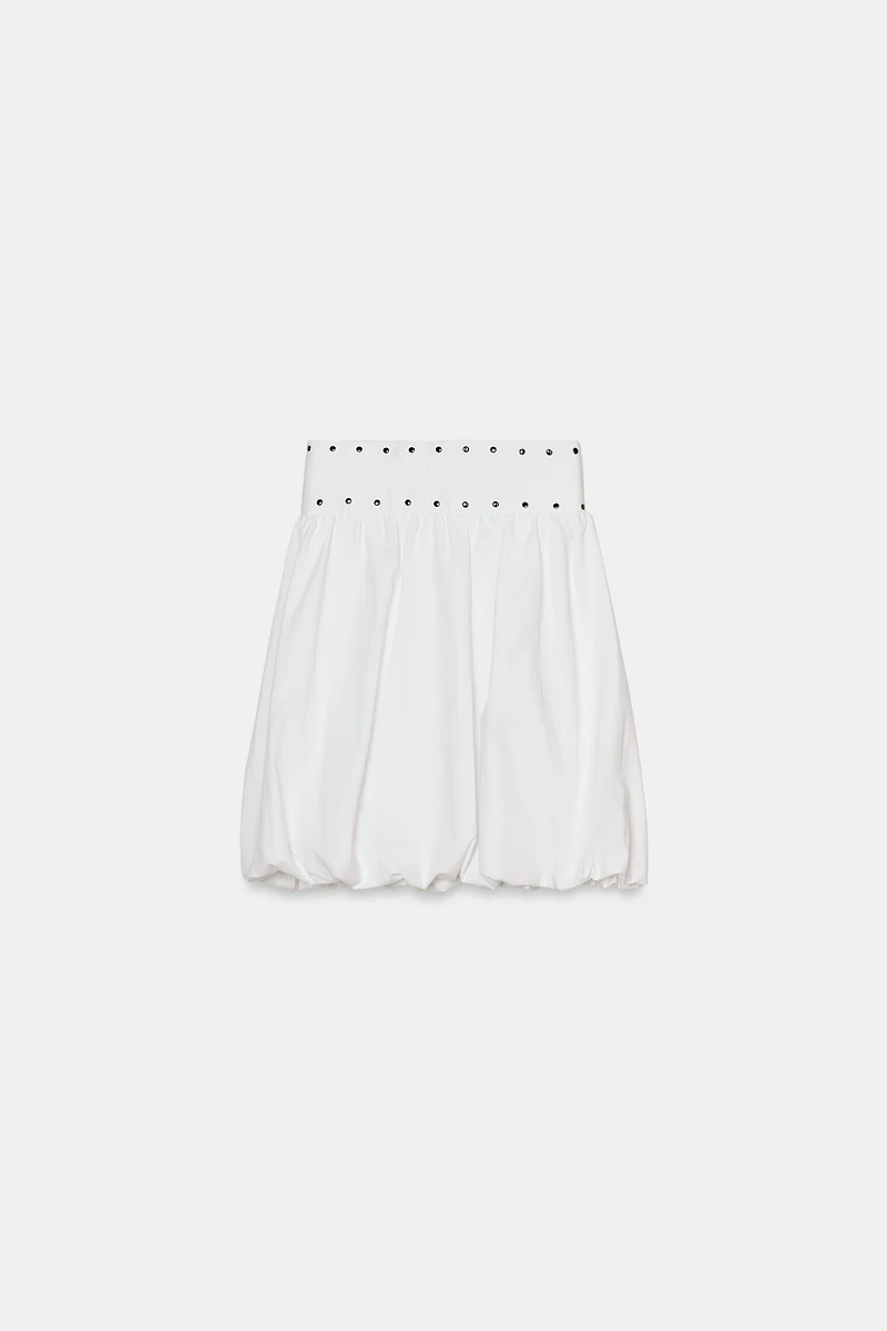 STUDDED BALLOON MIDI SKIRT