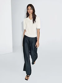 Knit polo shirt with sleeve detail