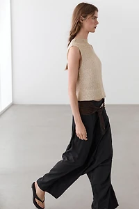 Linen blend knit top