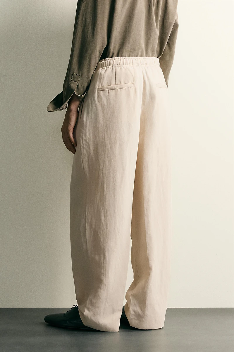 VISCOSE LINEN BLEND RELAXED FIT PANTS