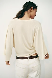 TOP EN MAILLE À DÉCOLLETÉ ARRONDI FRONCÉ