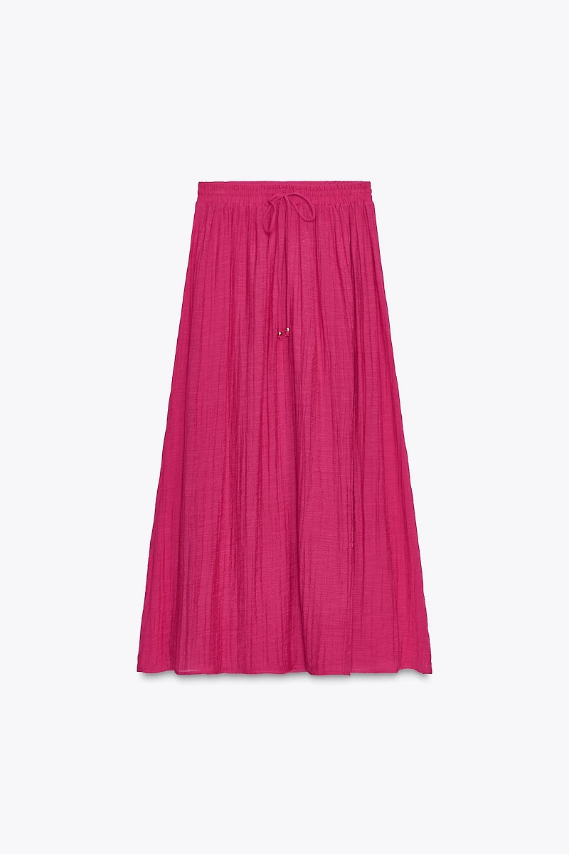 ELASTIC PRINT MIDI SKIRT