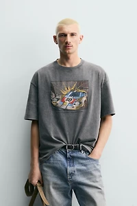WASHED COMIC PRINT T-SHIRT