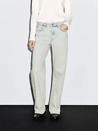 Faded mid-rise wide-leg jeans