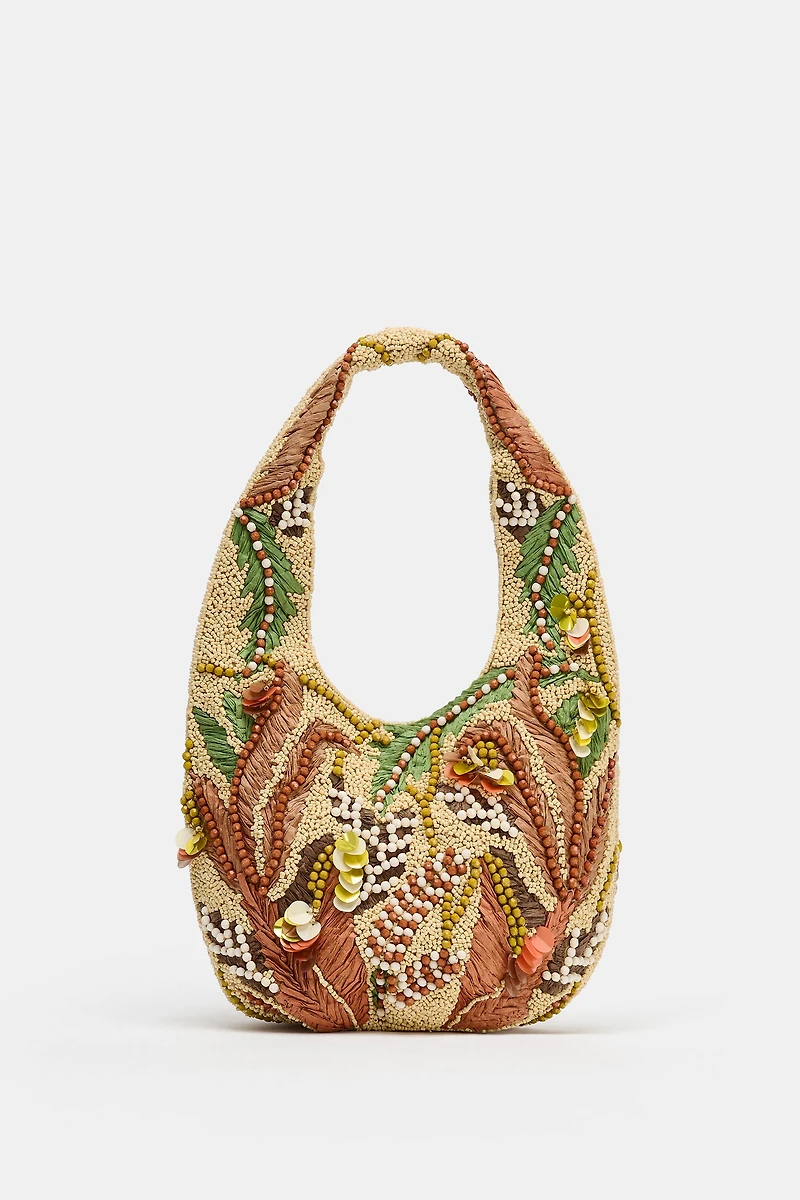 BEADED PRINT BAG