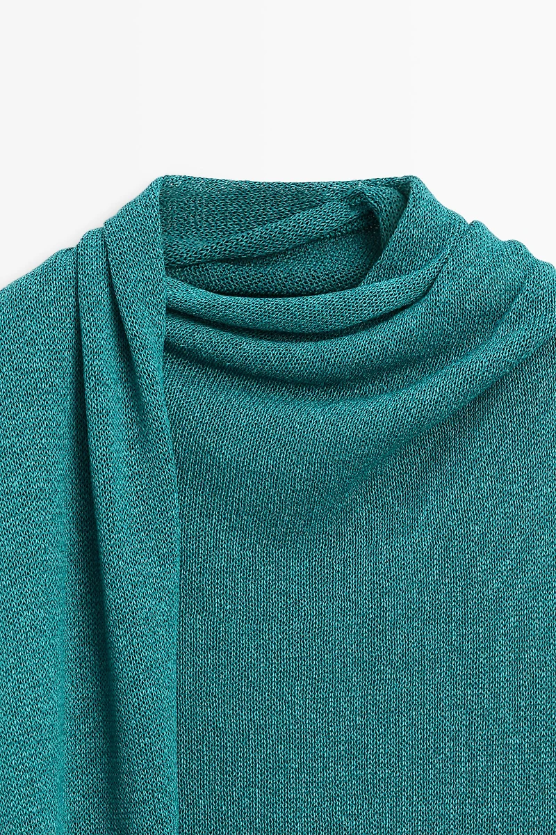 High neck top with scarf detail
