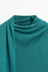 High neck top with scarf detail