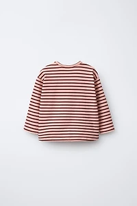 STRIPED T-SHIRT WITH EMBROIDERED HEART