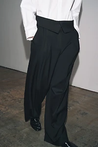 ZW COLLECTION WOOL-BLEND FOLD-OVER WAIST PANTS