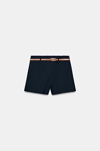 HIGH-WAISTED BELTED SHORTS