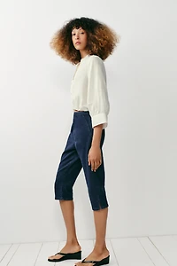 LINEN BALLOON SHIRT WITH FROG CLASPS