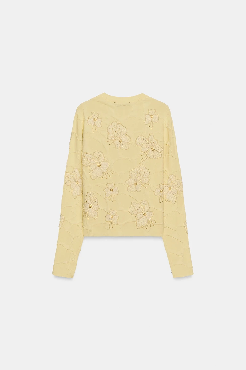 BEADED TEXTURED KNIT JACKET