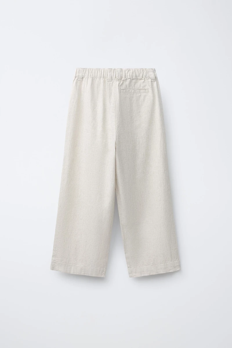 PANTALON DROIT EN COTON ET LIN
