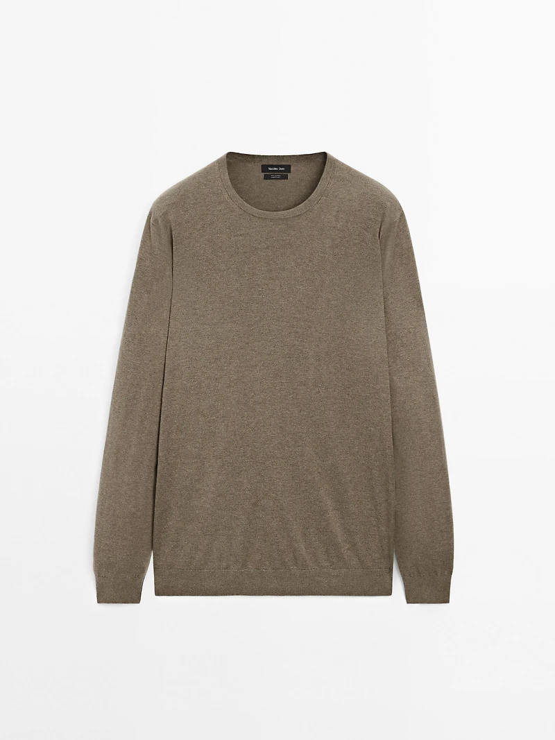 Long sleeve cotton knit sweater