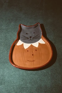 CHILDREN'S HALLOWEEN CAT STONEWARE PLATE