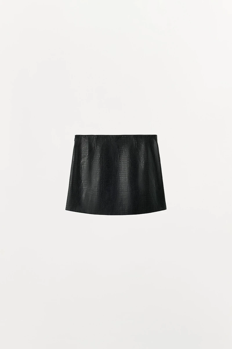 100% LEATHER MINI SKIRT
