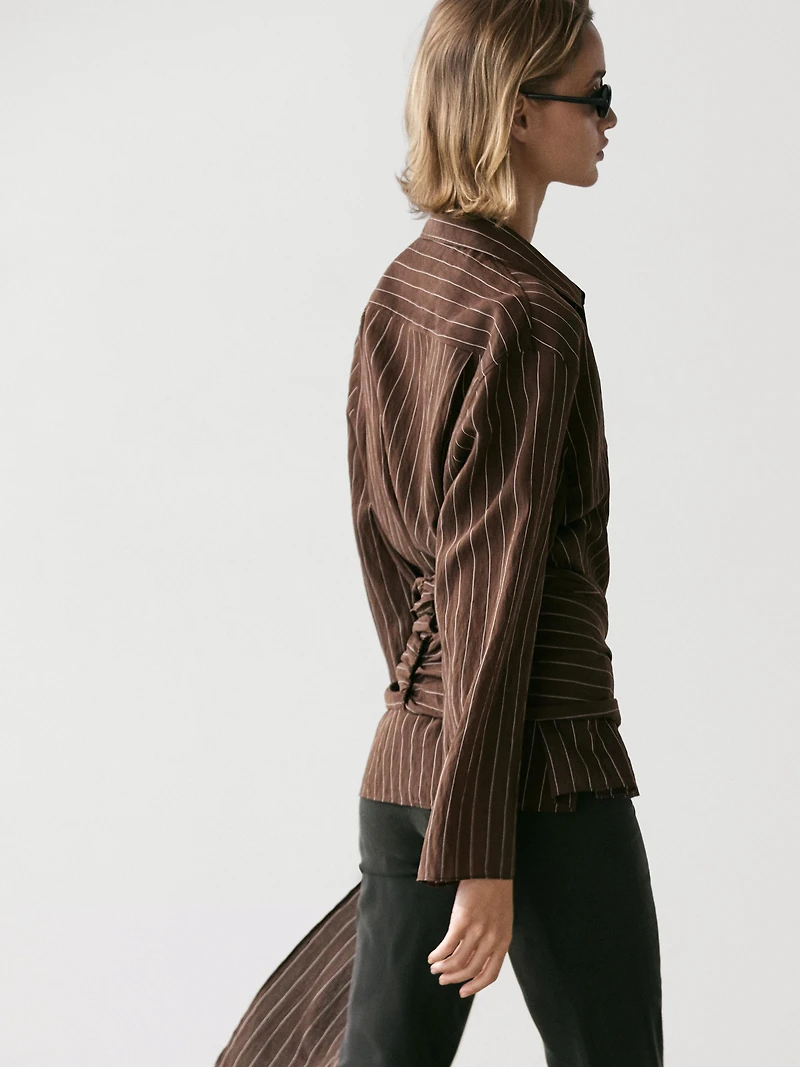 Striped shirt with scarf detail