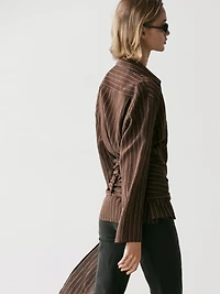 Striped shirt with scarf detail