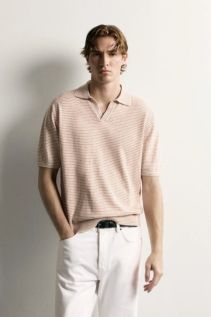STRIPED JACQUARD KNIT POLO