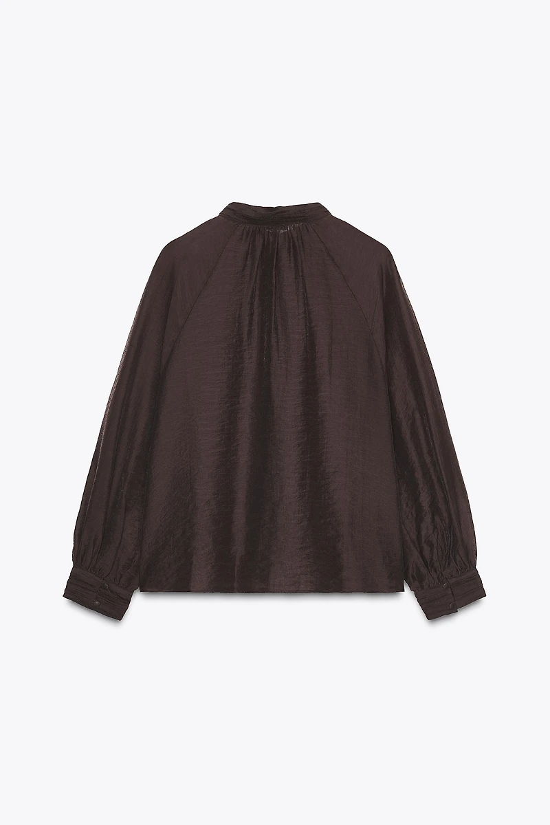 SHEER BALLOON SLEEVE BLOUSE
