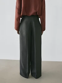 Flowing linen suit trousers