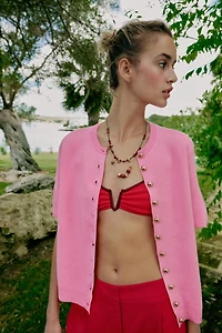 SHORT SLEEVE KNIT CARDIGAN