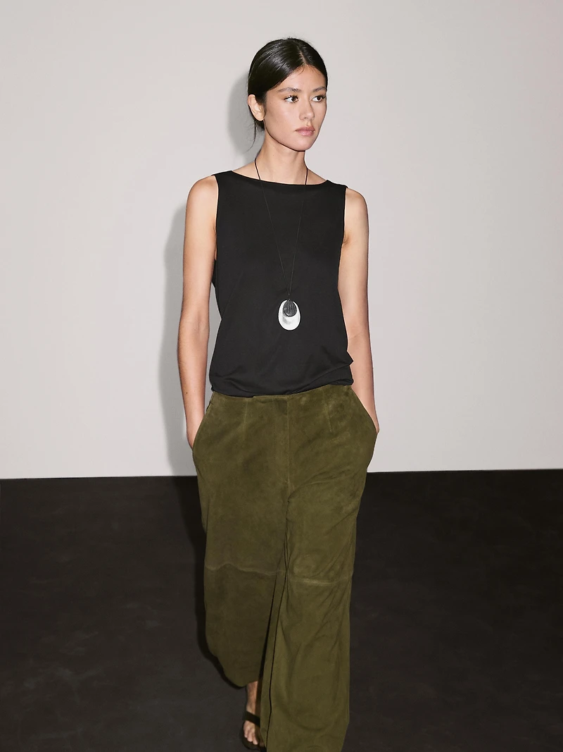 Balloon fit suede leather trousers