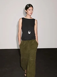 Balloon fit suede leather trousers