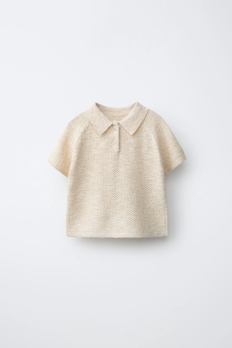 PULL POLO EN MAILLE TEXTURÉE