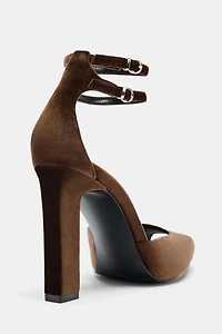 VELVET EFFECT STRAPPY SANDALS