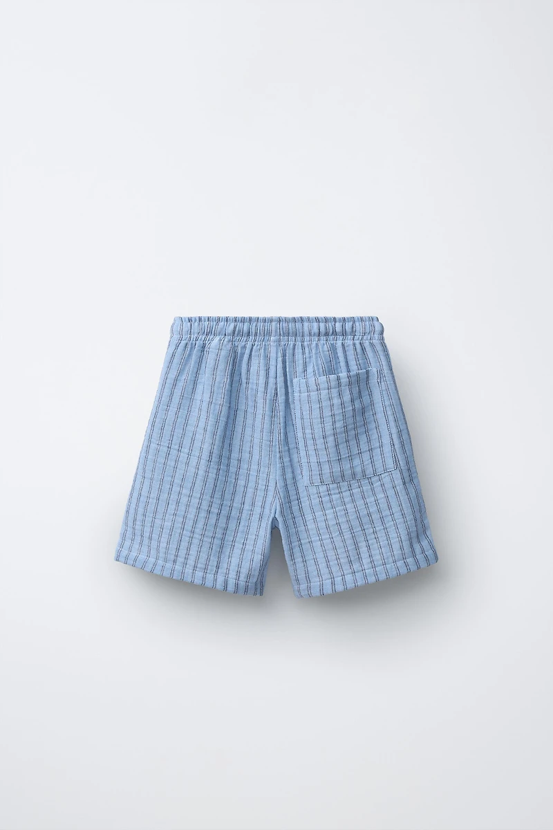 TEXTURED STRIPED SHORTS