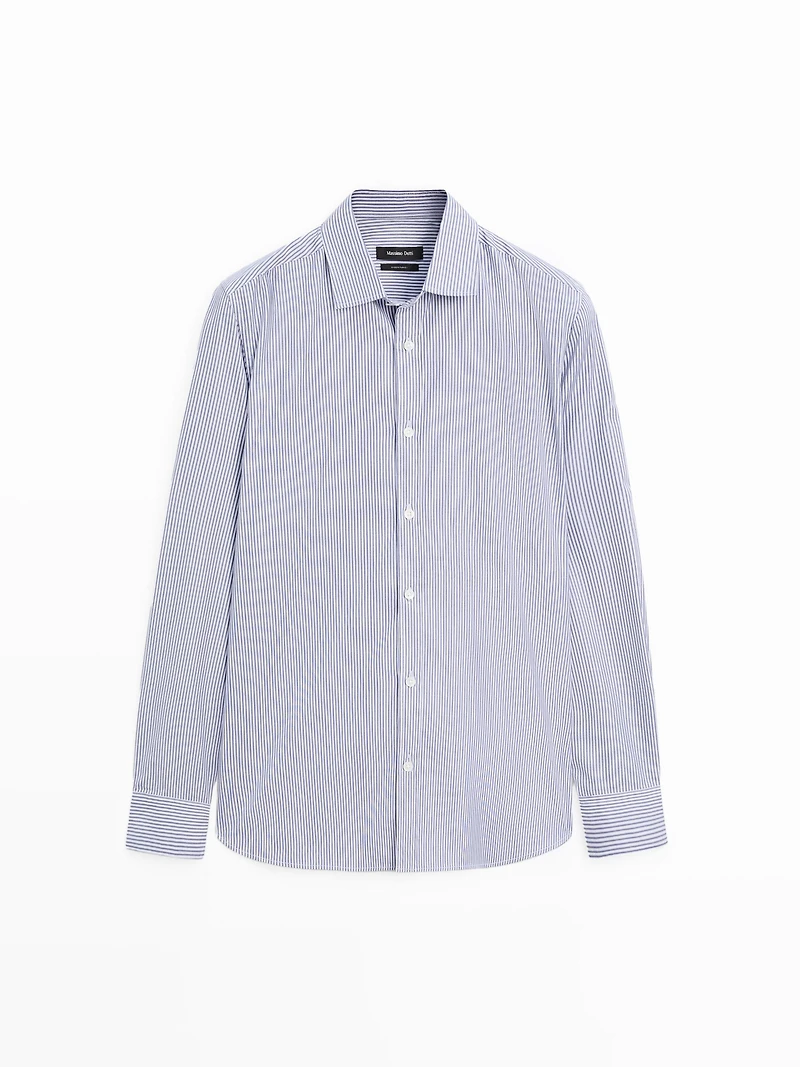 Regular fit striped poplin shirt